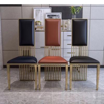China High back Luxury Modern Stainless Steel Dining Chair upholstered for sale