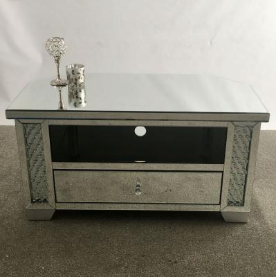 China Sparkly Mirrored Glass Floating Crystal 2 Drawers TV Cabinet Stand for sale