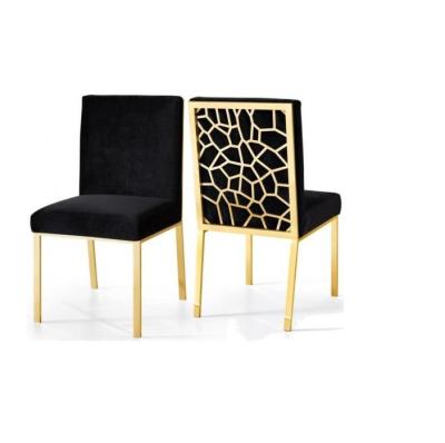 China Leisure Golden Stainless Steel Velvet covered Dining Chair upholstered for sale