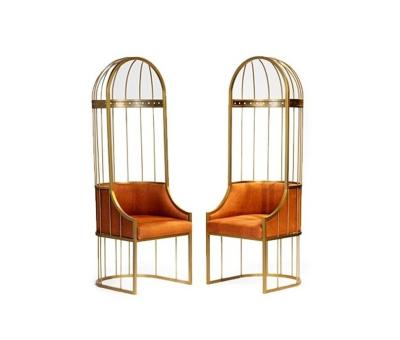 China Leisure Golden Stainless Steel frame Cage Arm Chair King Throne chair for sale