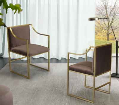 China Hot selling gold stainless steel dining chair velvet upholstery armrest chair for living room for sale