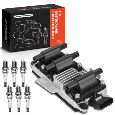 China 1x Black Ignition Coil & 6x IRIDIUM Spark Plug Kits for Audi A4 A6 Quattro VW for sale