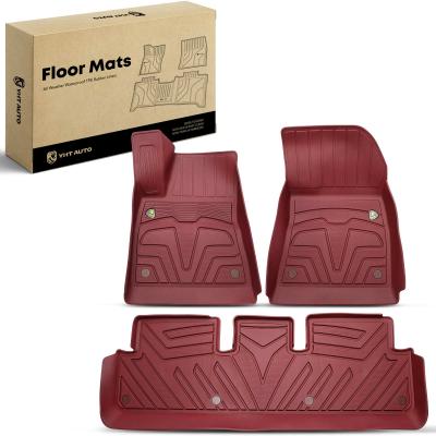 China 3x Front & Rear Red Floor Mats Liners for Tesla 3 2017-2023 TPE for sale
