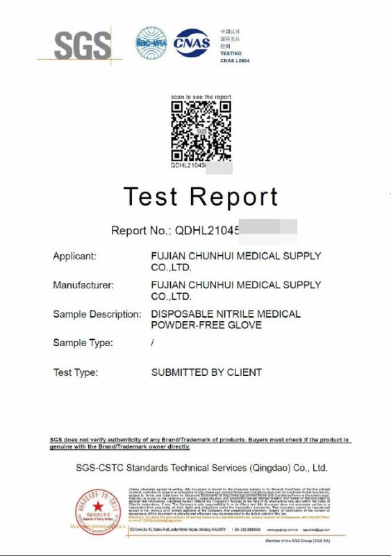 Test Report - Fujian Chunhui Medical Supply Co.,Ltd.