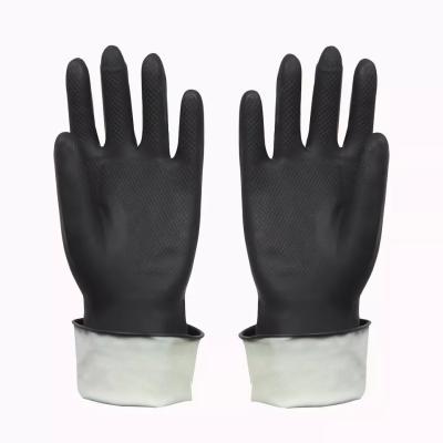 China S - XXL Size Long Black Latex Gloves Dip Flocklined for sale
