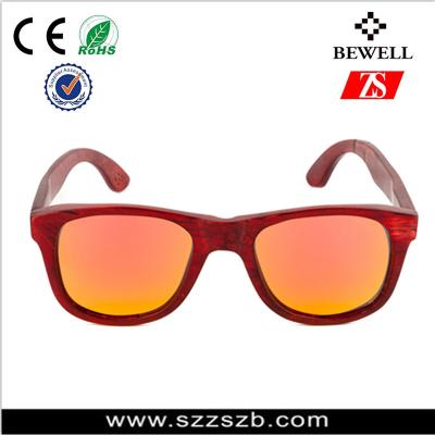 China Latest Fashion Style Wooden Sunglasses TAC Polarized Lens With Red And Black Frame for sale