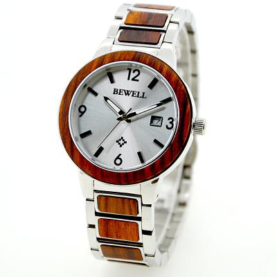 China Red Sandalwood And Steel mens surf watches , creative wood and metal watch for sale