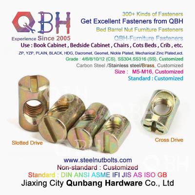 China QBH M6 Crib/Cot/Infanette Bed Book Cabinet Bedside Cabinet Slotting YZP Horizontal Hole Furniture Barrel Nut for sale
