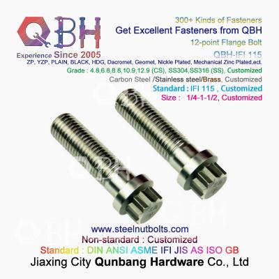 China QBH 1/4-1-1/2 IFI 115 Carbon Steel/Stainless Steel 12 Point Screws IFI115 Flange Spline Bolts for sale