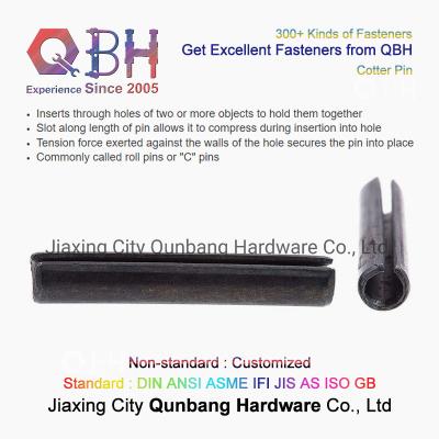 China QBH Slotted Spring Pins Carbon Steel ZP/YZP/PLAIN/BLACK/HDG Dacromet Geomet Nickle Plate Roll Cotter Pins 