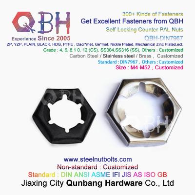 China QBH DIN7967 M4-M52 Carbon Steel Stainless Steel Self-Locking Counter Nuts / PAL Nuts for sale