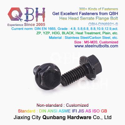 China QBH DIN 6921 Gr. 4.8/6.8/8.8/10.9/12.9 Carbon SS304 SS316 Stainless Steel Toothed Flange Self Locking Lock Bolt for sale