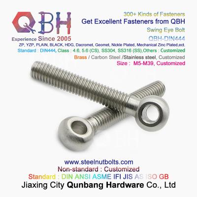 China QBH DIN444 Stainless Steel SS304 SS316 SUS 304 316 Swing Eye Bolt Eye-Bolt for sale