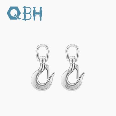 China 304 Stainless Steel Swivel Type Eye Slip Cargo Lifting Hook With Safety Latch for sale