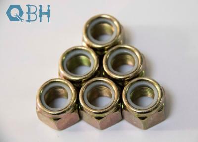 China HEXAGON NUT WITH CLAMPING PIECE ISO10512 Carbon Steel Hex Nylon Lock Nut Class8/10 Plain/Zinc yellow zinc plating M6-M24 for sale