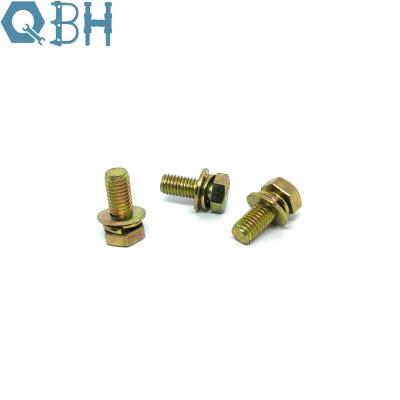 China YZP Surface Hexagon Head Bolt Combination Screw Single Coil Plain Washer for sale
