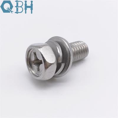 China Stainless Steel 304 316 Cross Recessed Bolt Hexagon Head Combination Screw for sale