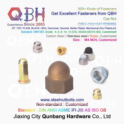 China QBH M4-M24 Carbon/Stainless Steel/Brass/Copper/Alloy Plain Black Yellow Blue Zinc Nickle Auto Part Cap Acorn Lock Nut for sale