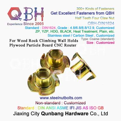China QBH M4-M10 DIN 1624 Yellow Zinc Coated Carbon Steel Tee Nuts With Pronge for sale