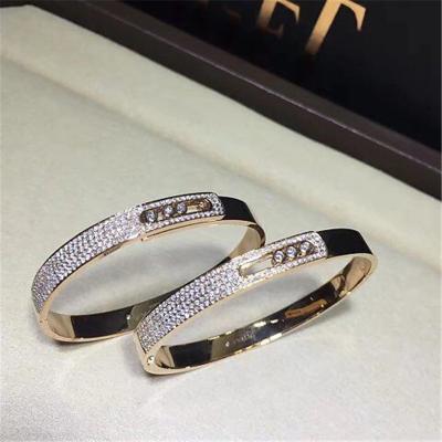 China Luxury jewelry Mk Three drill sliding Diamonds bracelet 18k white gold yellow gold rose gold diamond bracelet for sale