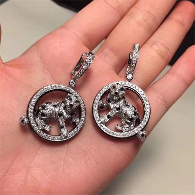 China C Earrings full of diamonds leopar  white gold yellow gold rose gold diamond earring  Jewelry factory in Shenzhen, China for sale