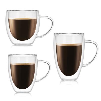 China Tazas de café esmaltadas doble ligero, tazas de café seguras de los Pyrex del lavaplatos en venta
