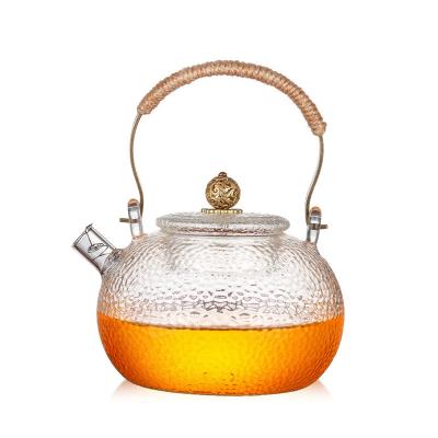 China Heat Resistant Enamel Clear Glass Teapot For Blooming Tea / Coffee Custom Size for sale