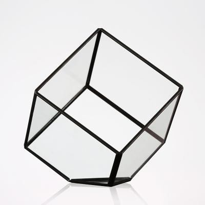 China Geometric Cubic Moss Glass Homeware Flower Plant terrarium Planter Seamless Solder for sale