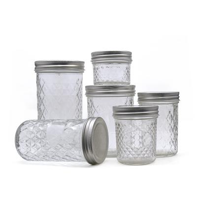 China Jelly Food Glass Pickle Jar , 4oz / 8oz Clear Caviar Clear Glass Jars for sale