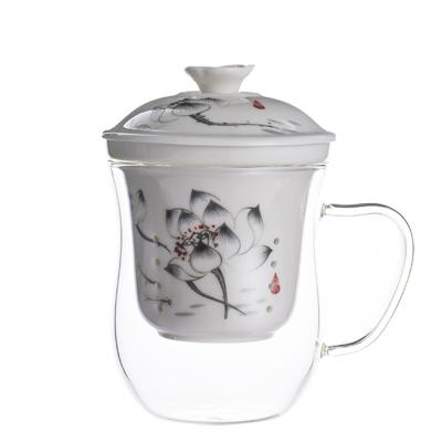 China Copo alto de Infuser do chá do vidro de Borosilicate com o filtro cerâmico fácil de limpar à venda