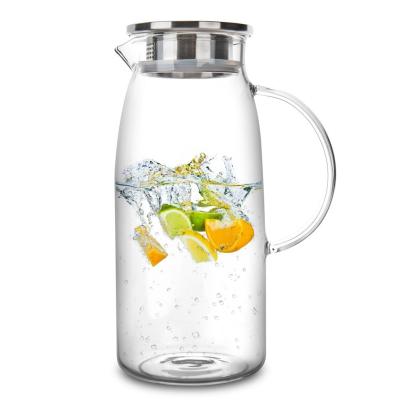 China Borosilicate Insulated Pitcher With Lid , Pyrex Glass Water Jug For Fridge Door for sale