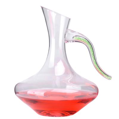 China Classical Design Round Wine Decanter , Hand Blown Lead Free Glass Decanter for sale