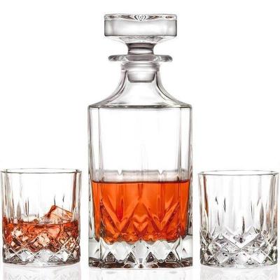 China Lead Free Clear Red Wine Decanter , Unique Shaped Whiskey Liquor Glass Set for sale