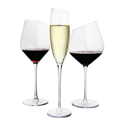 中国 傾いた企業450mlのワイン グラス、シャンペン独特な定形水晶ガラス 販売のため