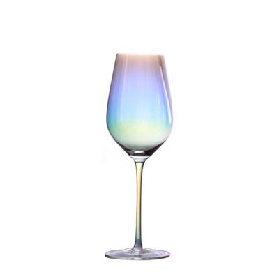 China Electroplated Rainbow Wine Glass , Transparent Burgundy Wine Glass Decanter Set for sale