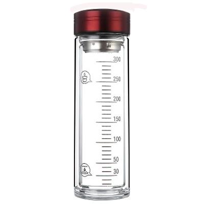 China Portable Double Wall Glass Water Bottle With Strainer / Rubber Seal Durable for sale