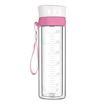 China High Borosilicate Glass Water Bottle With Scale BPA Free Heat Resistant for sale
