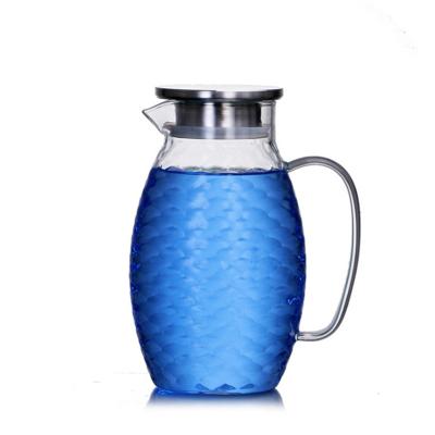 China High Borosilicate Glass Pitcher , Drip Free Large Capacity Glass Water Carafe for sale