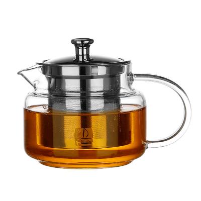 China SS Removable Infuser Handcrafted Borosilicate Glass Teapot for sale
