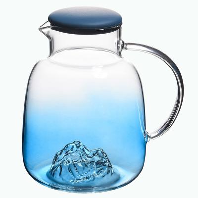 China Juice Beverage 1800ml Hand Blown Glass Water Pitcher for sale