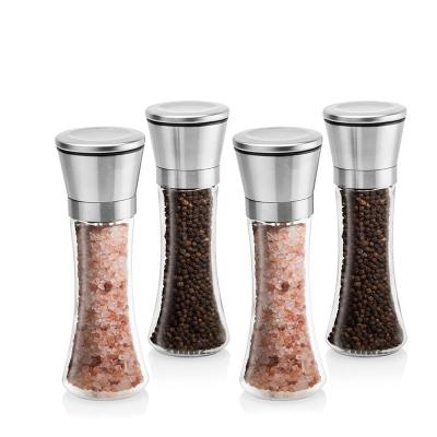 China Adjustable Spice Biodegradable 160ml Glass Pepper Grinder for sale