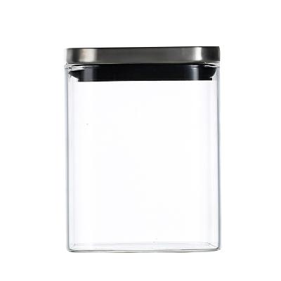 China Borosilicate Dry Food 500ml Glass Kitchen Canister for sale