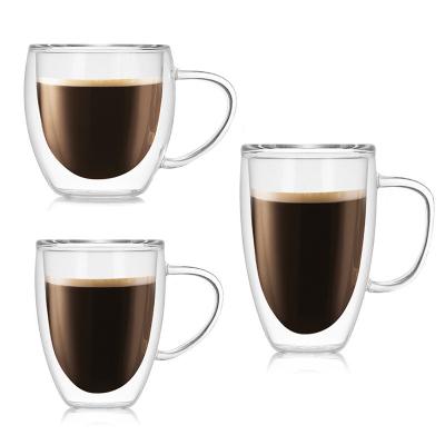 China 450ml Insulated Borosilicate Double Wall Glass Cup for sale