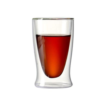 China Hand Blown Insulated 250ml Double Wall Glass Cup for sale
