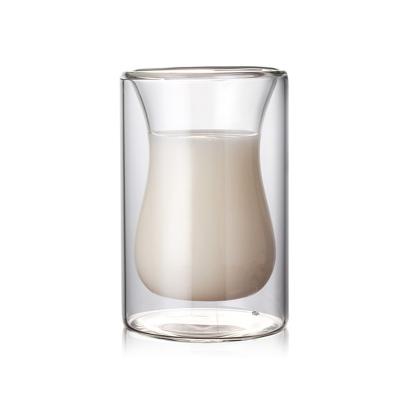 China Heat Resistant 120ml Mouth Blown Double Wall Glass Cup for sale