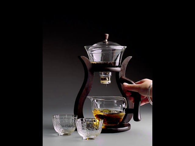 New Design Glass Tea Set with Bamboo Stand
