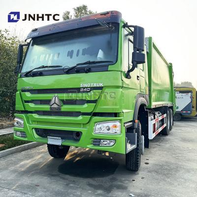China HOWO 6x4 Garbage Truck Compactor Euro 2 Waste Disposal Garbage Rear Loader Truck Green Diesel  Model New for sale