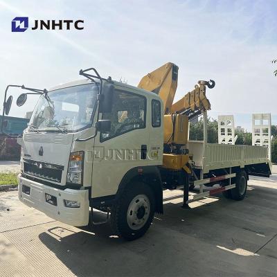 China HOWO Cargo Cargo Truck Mounted Crane Truck 290HP 5Ton Railboard Flat Plate Cargo Truck for sale