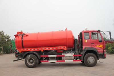 China 4x2 Sinotruk Howo7 Sewage Suction Truck 10M3 Tank Capacity In Red Color for sale