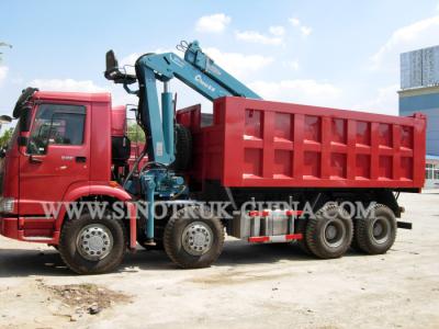 China HOWO 12 Wheeler Dump Truck Mounted Hydraulic Crane Height 14.5m For Industry for sale